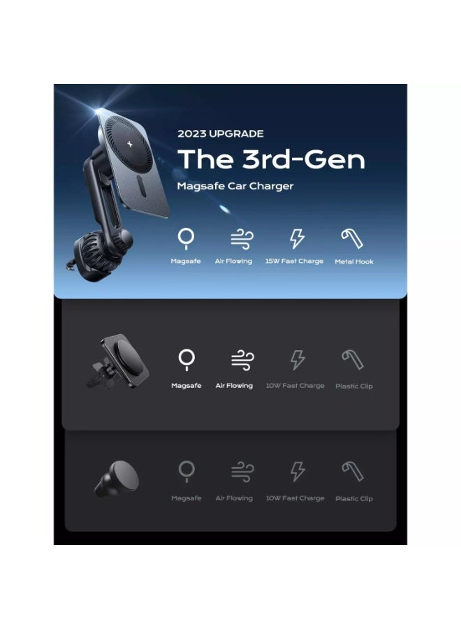 Lisen for iPhone 16 Magsafe Car Mount Charger,15W Wireless Car Charger Mount, Magnetic Air Vent Car Phone Holder for iPhone 16/Pro/Plus/Pro Max/iPhone 15/14/13/12 Series 2E721 - Image 2